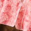 Kvinnors jackor våren och hösten mångsidig tunt rosa kort kappa rose liten sjalplatta knapp kreativ blomma cardigan topp 231011