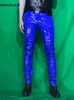 Herrenhose Mauroicardi Frühling Skinny Sexy Glänzend Reflektierend Dehnbar Dünn Orange Gelb Blau Patent Pu Lederhose Herren Y2K Streetwear 231011