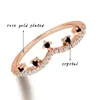 Cluster Rings LEEKER Korean Style Black Crystal Crown For Women Rose Gold Silver Color Accessories Fashion Jewelry 051 LK6