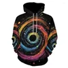 Men's Hoodies 3d Colorful Starry Sky Print Long Sleeve Sweatshirt Loose Casual Oversize Men Clothing Autumn Hooded Fashion For