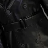 Hommes en cuir Faux Mauroicardi automne noir Trench manteau hommes à manches longues ceinture double boutonnage marron grande taille vêtements 4xl 5xl 231012