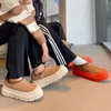 Neue australische Designer-Tasman-Wetter-Hybrid-Orange-Slip-on-Lammwolle-Tazz-Schneestiefel für Männer und Frauen, Slipper, Kastanie, Winter, UGS, dicke Plateau-Baumwollschuhe