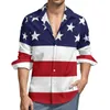 Chemises décontractées pour hommes Drapeau américain Graphique hawaïen imprimé Hommes Mode Beach Summer Blouse Vêtements de revers