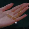 Pendanthalsband Pearl Lace Necklace Women s Light Luxury Romantic Su Lace Woven Retro Design 24 K Gold Plating 231011