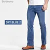 Jeans masculinos Mens Boot Cut Jeans Ligeiramente Queimado Slim Fit Azul Calças Pretas Designer Clássico Stretch Denim PantsL231011