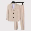 Men s Suits Blazers Boutique Blazer Trousers Passar Business Port Style Casual Fashion Slim Korean Wedding Moderator 2 Piece Set 231012