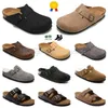 Projektant Boston Shearling Mules Arizona Clogs Sandały Kapcie Cork Flat Fashion Summer Strajda Slajda Ulubiona plażowa śliski Buty Kobiety Mężczyzn Menari