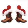 Reisperlen Ohrringe Weihnachtsbaum Weihnachtsmann Schneeflocke Handweberei Böhmen zierliche Ohrringe
