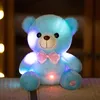 플러시 라이트 -Sup Toys 20cm 빛나는 창조적 인 조명 LED 테디 베어 박제 동물 봉제 장난감 화려한 빛나는 나비 넥타이 곰 크리스마스 선물 231012