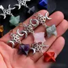Abalorios de luna y estrella, piedra Natural tallada en cristal, hexagrama de Merkaba, colgantes de ágatas de cuarzo para collar, fabricación de joyas