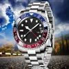 고품질 남성 Rolxs 시계 시계 자동 이동 GMT Pepsi 시계 디자이너 운동 40mm Sapphire 모든 스테인레스 스틸 방수 시계 Orologio