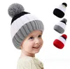 New Baby Pom Pom Ball Beanie Hat Infant winter warm Knitted cap Toddler Multicolor Cable Slouchy Yarn Wool Knitted Beanies hat