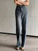 Kvinnors jeans Hight Street Y2K Vintage midjan Whshed For Women Bleached Scratched - Forgunroses