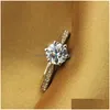 Anelli gioielli per le donne Sier placcato matrimonio nuziale zircone anello di pietra rotonda Bijoux Femme fidanzamento Anel Cc1455 Dhgarden Otizt