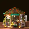 Doll House Accessories DIY Rose garden Assemble Furniture doll house Kit led light with 3d wooden Miniature home decoration Christmas gifts 231012