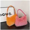 HOT Soft Plush Girl Bag Y2K Style Underarm Hobo Autumn And Winter Women's Solid Lamb Hair Fashion Shoulder