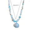 Colliers pendentifs Collier de perles de cristal de haute qualité Collier de perles de bohème Pierre à la main Clavicule de perles rondes