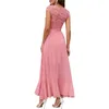 Casual jurken dames feestjurk elegante volant dame zomer patchwork maxi hoge taille balkledingstuk