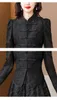 Женские блузки Жаккардовые топы Женские китайские черные рубашки с длинным рукавом с национальной вышивкой