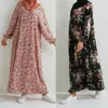 Vestidos casuais zaroy oversize outono mulheres maxi vestido solto floral impressão manga longa bolso muçulmano moda robe vestido para mujer