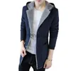 Men's Trench Coats Winter Men with Warm Hood Men's Coats Fashion Winter Men 's Cashmere Warm Jacket Hoodie Trench Plus Size Man Jackets Black J231012