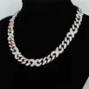 Iced Out Chain for Men Women Miami Cuban Link Halsband Luxury Micro Paled Rose Gold White Cz Cuban Fashion Hip Hop Jewelry284G