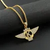 Chokers Luxury Full Iced Out Necklace Gold Color Letter K Wing Crown Pendant Necklaces Hip Hop Rock Jewelry Choker for Men 231011