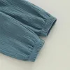 Ensembles de vêtements 2 pièces printemps automne bébé garçon vêtements ensemble couleur unie à manches longues T-shirt pantalon coton lin tenue en bas âge