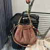 Fashion Buckle Bag Chain Knight leather Handbags Vintage Womens Bag Desigenr Purses Lady Brown Drawstring Shoulder Bags 231012
