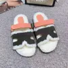 Designer casual fur slippers winter warm slide furry wool shoes luxury women ladies home fuzzy sandalen casual indoor flat schoenen platform fleece