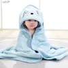 Towels Robes Baby Bathrobe High Qulity Cartoon Quilt Coral Velvet Hooded Newborn Swaddle Bath Towel AutumnL231123