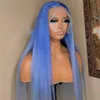 Brasiliansk rakblå färgad spets fram peruk 13x4 HD transparent spets frontala peruker mänskligt hår för svarta kvinnor svart/brun/blond/röd peruk förplucked