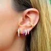 Hoepel Oorbellen INS Stijl Roze Emaille Meerdere Ster Kruis Hart Bloem Dangle Earring Voor Vrouwen Keten Mode Zoete Sieraden Pendientes