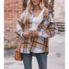 Kvinnors blusar 2023 Autumn Fashion Casual Lapel Button Plaid Jacket Temperament Pendling Bekväm Löst monteringsficktröja