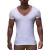 Erkek Tişörtleri Derin V Boyun Kısa Kollu Erkek Gömlek Erkek İnce Fit T-Shirt Sıska Sıradan Yaz Hip Hop Tshirt Katı Üst Tee Giyim