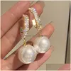 Boucles d'oreilles élégantes en Imitation de perles pour femmes, longues pampilles en cristal, goutte exquise, bijoux de mariage Dhgarden Otrnj