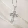 Wholesales Fashion Design Cross Pendant with Cubic Zircon Charms Moissanite Gemstone Jewelry for Men Women Gift Silver 925 1000S