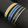 Bangle 9MM C Shape Mesh Stainless Steel Jewelry Gold Blue Black Color Micromounting Bracelet Men Women Luxury Gifts YP8946