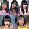 Synthetic Wigs Human Hair Wigs Bob Wigs with Bangs Short Straight Hair Wigs 100% Brazilian Remy Human Hair None Lace Front Wigs Glueless Wigs 231012