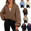 Kvinnorjackor Autumn Winter Fleece Jacket Coat Women Plush Zipper Ladies thour Collar Loose For