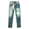 Mens jeans designer jeans män lila jeans kvinnor byxor lila ksubi jeans high street lila retro färg spot slim fötter mikro elastiska jeans hiphop blixtlås hål p r8phi8