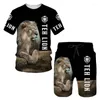 Survêtements pour hommes Mode 3D Lion Imprimé Survêtement 2 Pièces Costume Femme Femme Vêtements Sweat Surdimensionné T-Shirts Hauts Sport