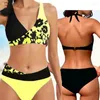 여자 수영복 2023 높은 허리 수영복 디자인 인쇄 2 조각 세트 비키니 여름 패션 안락 해변웨어