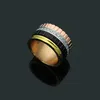 Новое дизайнерское кольцо из керамики из титановой стали с черно-белыми шестернями, инкрустированное бриллиантовым кольцом, вращающиеся кольца. Дизайнерские украшения RFL298R