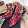 Шарфы женские весенне-осенние модные многофункциональные украшения для волос с принтом носовой платок 90x90 квадратный атласный шарф-хиджаб бандана