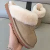 Mulheres Chinelos de Algodão Slides de Pele Clássico Designer Crianças Botas de Bebê Couro Camurça Lã Mistura Mules de Inverno WGG Tamancos Fofos Botas de Neve Tamanho 35-45