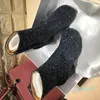 2023-Genuine Leather Round Split Toe Elastic Ankle Boots Bling Laser Sequined Party Tabi Boots High Heel Women Shoes