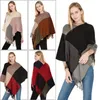 Shawls Large Grid Color Matching Knitted Warm Shawl Autumn and Winter Tassel Pullover Cape Ponchos 231012