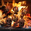 6pcs, Terrifying Human Skull Fire Pit, Durable Reusable Fire Pit Skulls, Halloween Skull Shaped Fire Stones For Fire Pit Bonfire Campfire Fireplaces