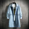 Heren Trenchcoats Lente en Herfst Koreaanse stijl Heren Letters Denim Jassen Man Single-breasted Trenchcoats Casual Lange Jean Overjas Heren J231012